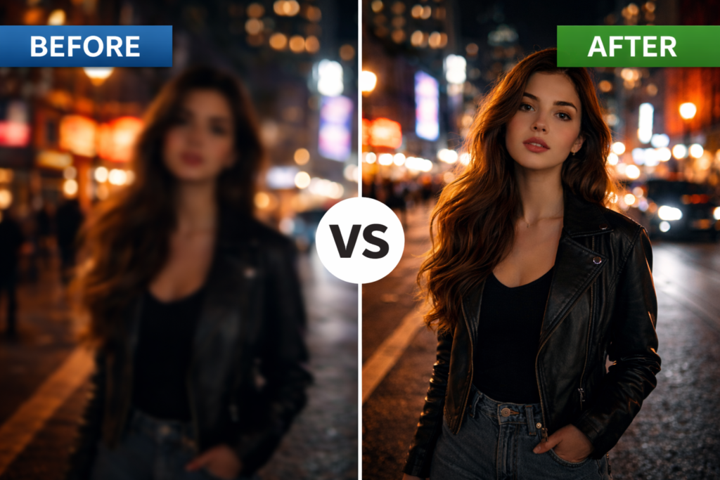 sharp photos in low light comparison example