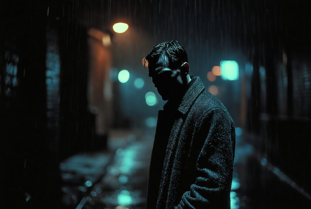 Film scene with cinematic lighting and shallow depth of field.