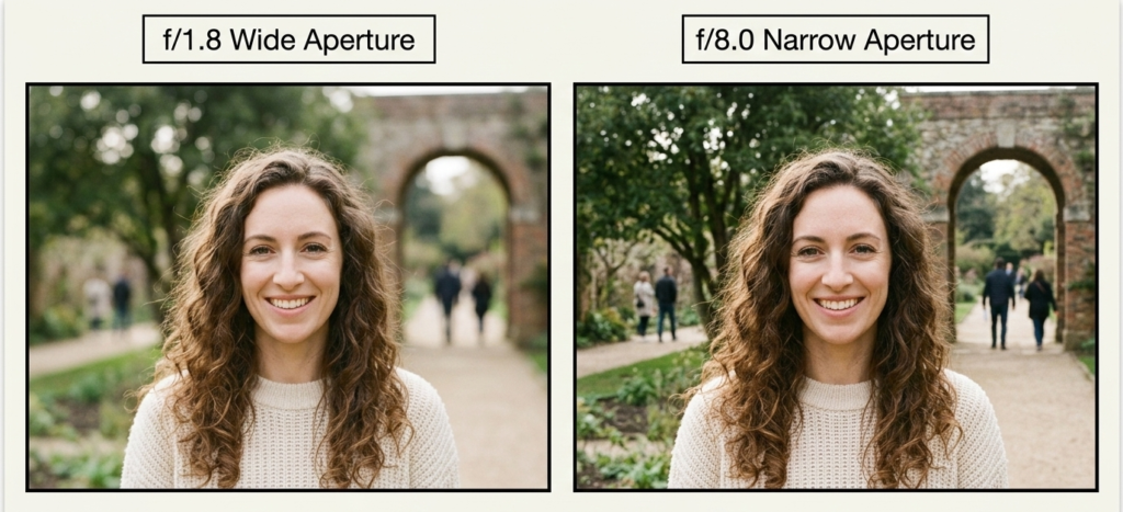 aperture comparison portrait photography background blur