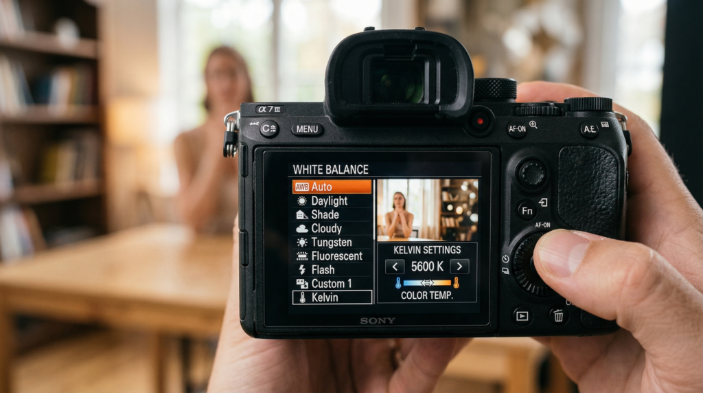 camera white balance settings menu screen