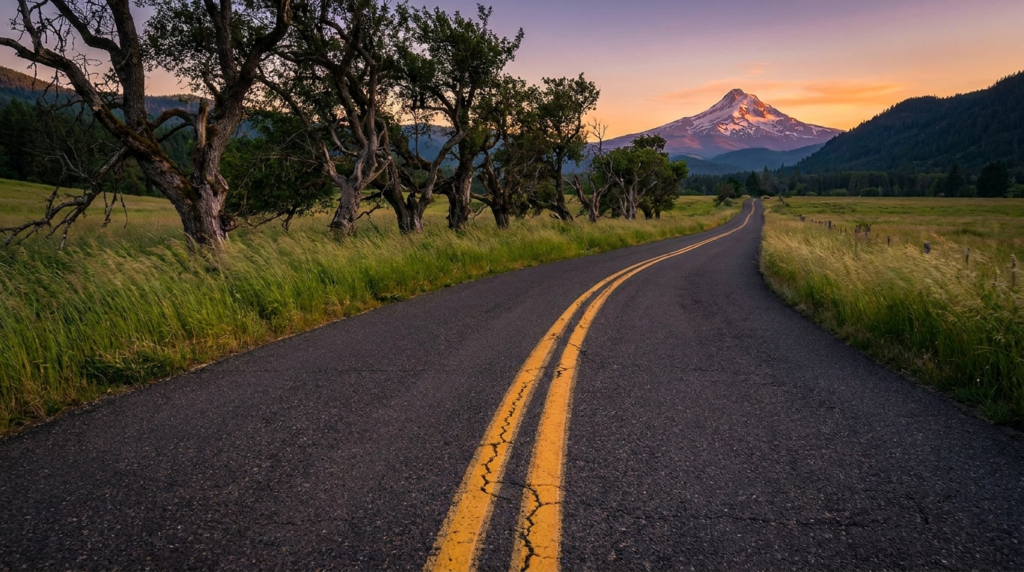 Road leading toward a subject in the distance