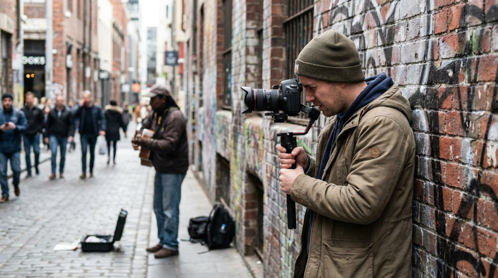 using wall support handheld video stabilization technique