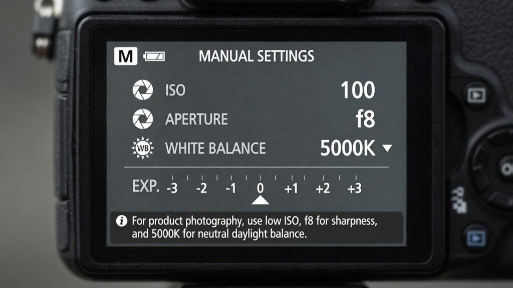 camera settings for professional product photography
