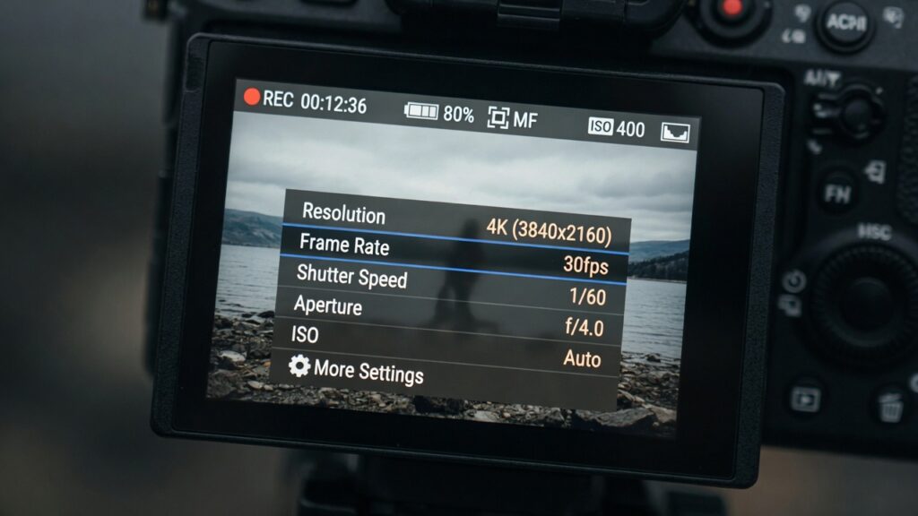 camera settings for youtube videos frame rate shutter speed aperture