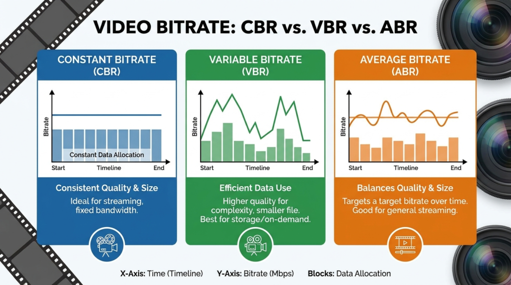 constant bitrate vs variable bitrate chart video encoding