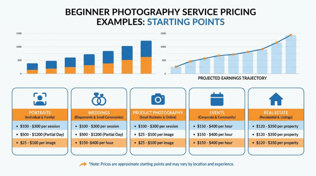 photography pricing income chart for beginner photographers