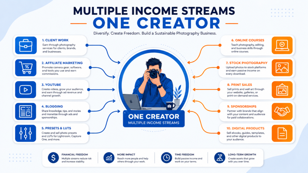 Is Photography Still Profitable in 2026 Photography income streams diagram for creators.