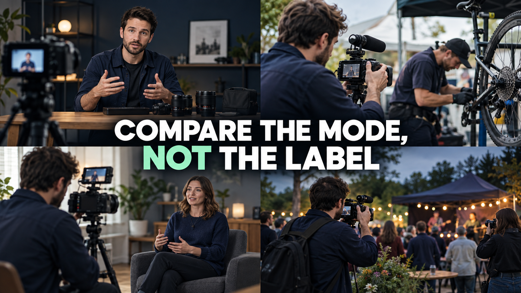 Four video assignments showing how camera requirements change with the subject and production.