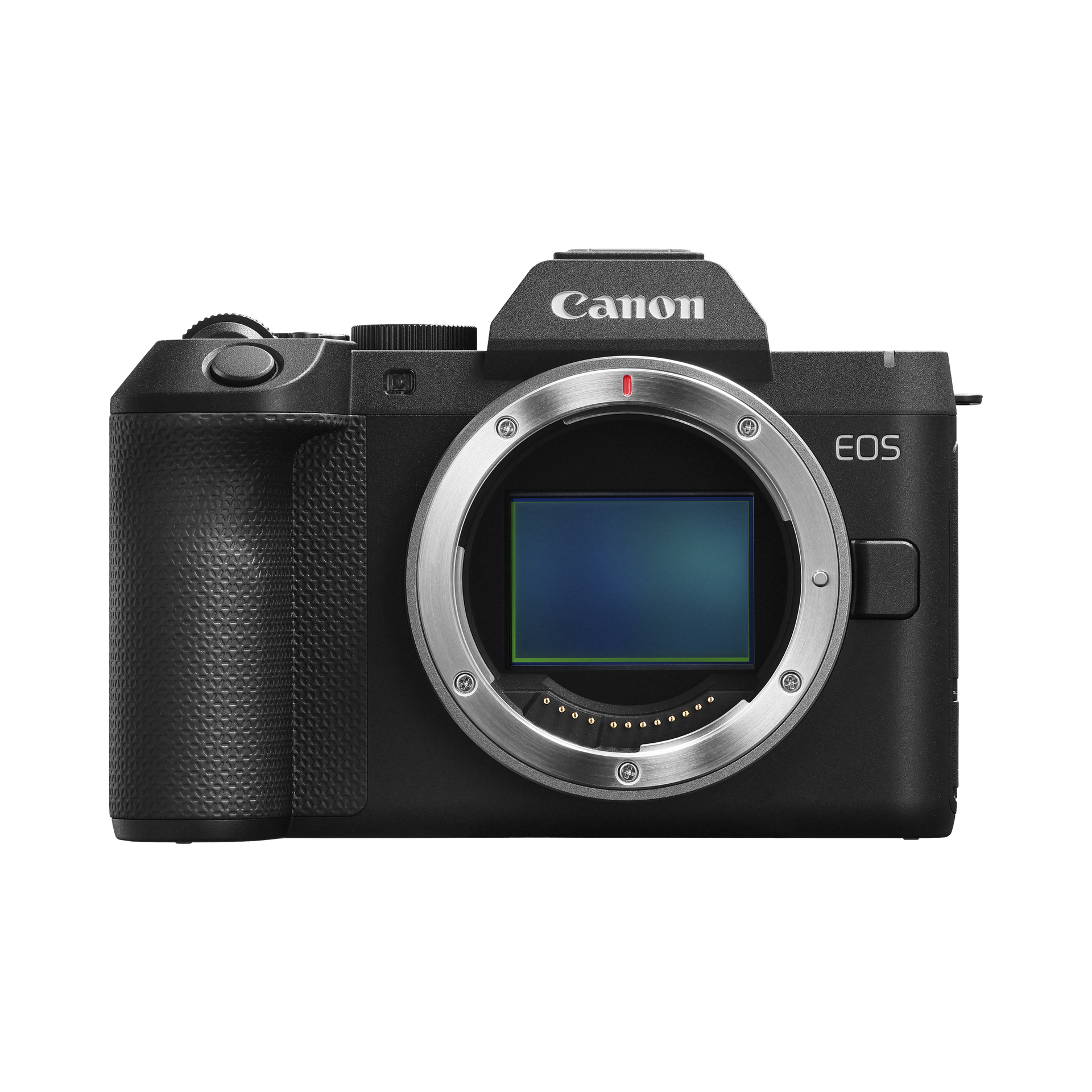 Official Canon EOS R8 Mark II front product image showing the exposed full-frame sensor.