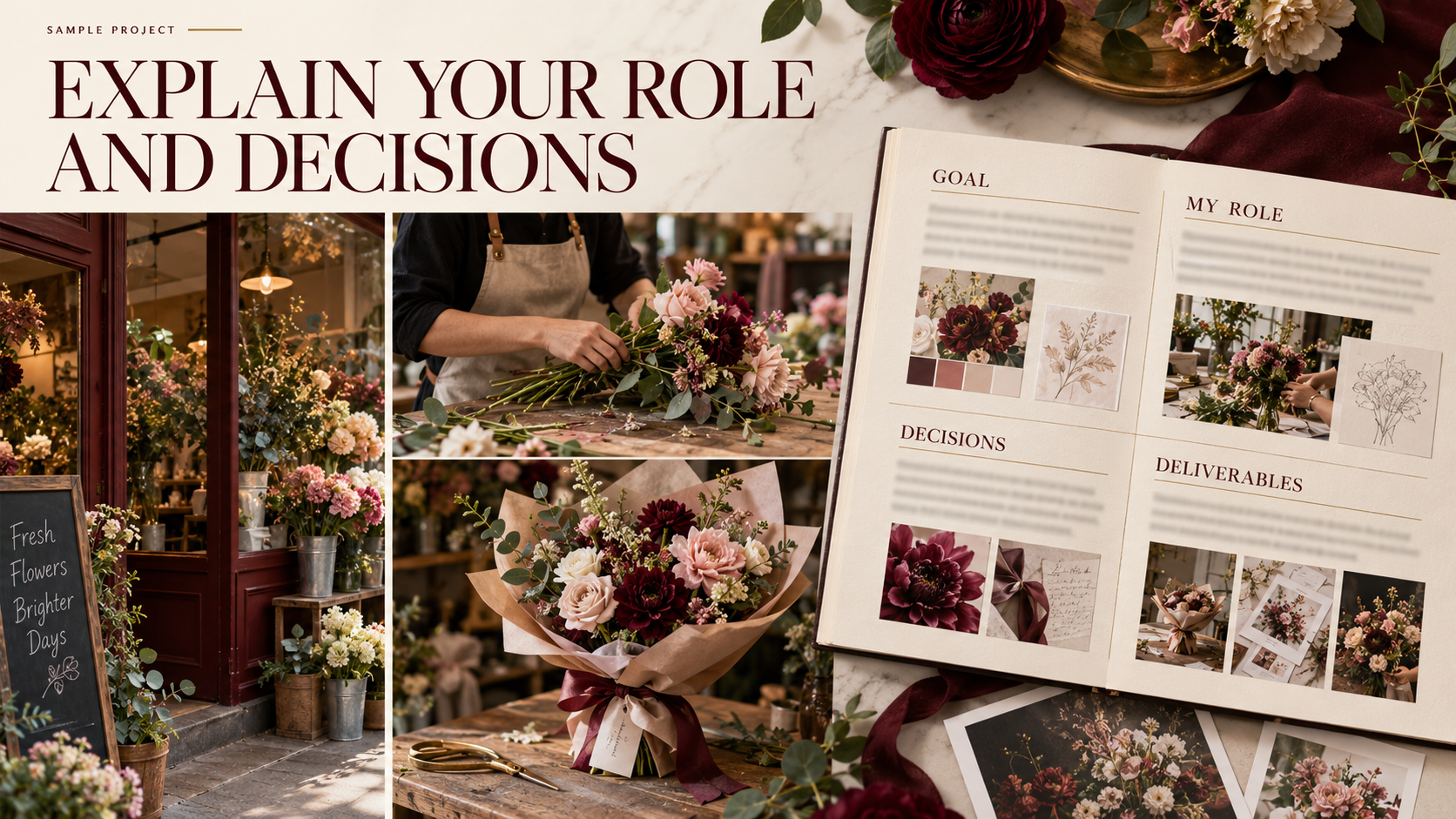 Illustrative sample-project case study showing the goal, creator's role, decisions and deliverables.