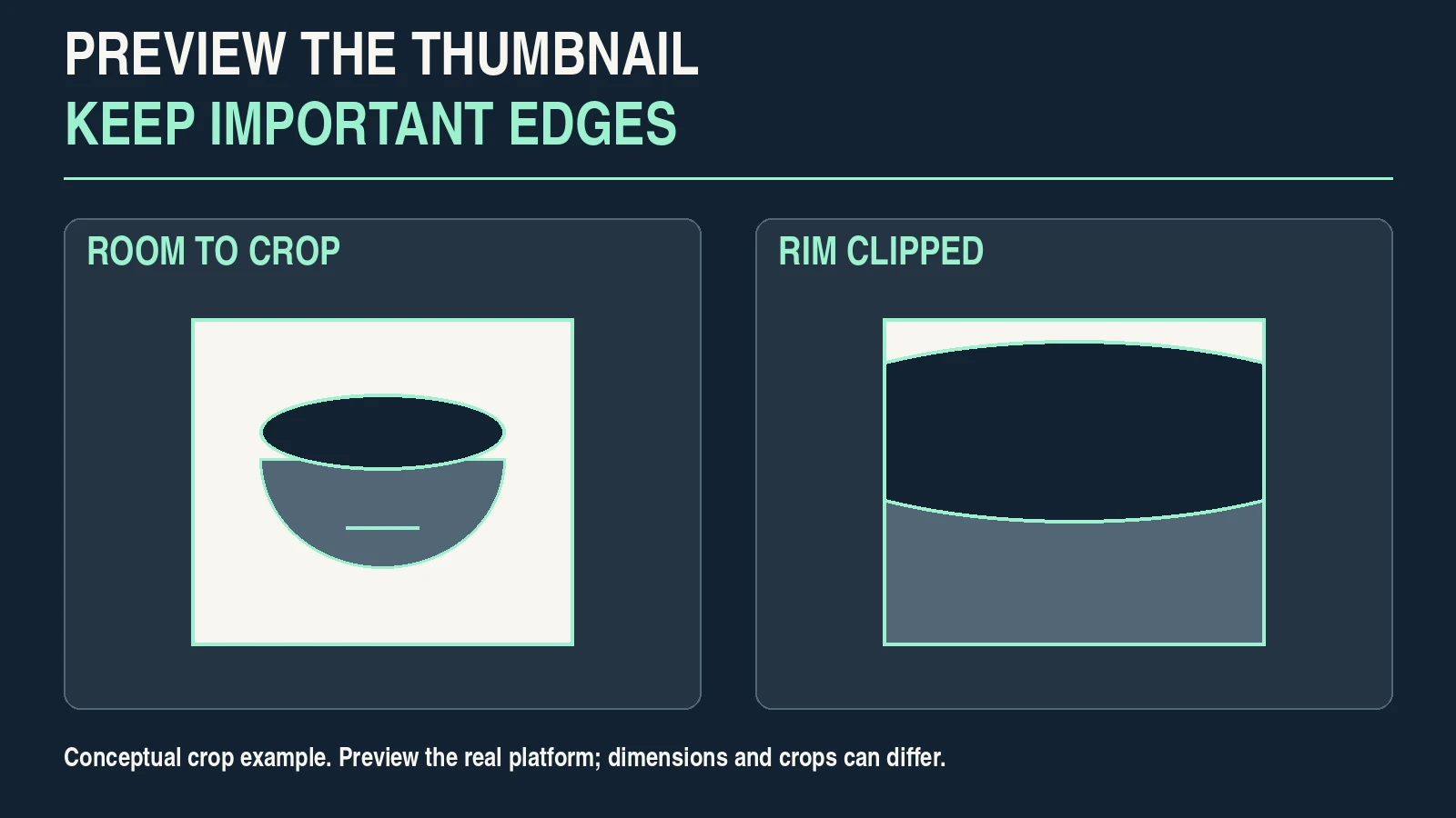 Conceptual square crops comparing a bowl with room around its edges and a bowl with its rim clipped.